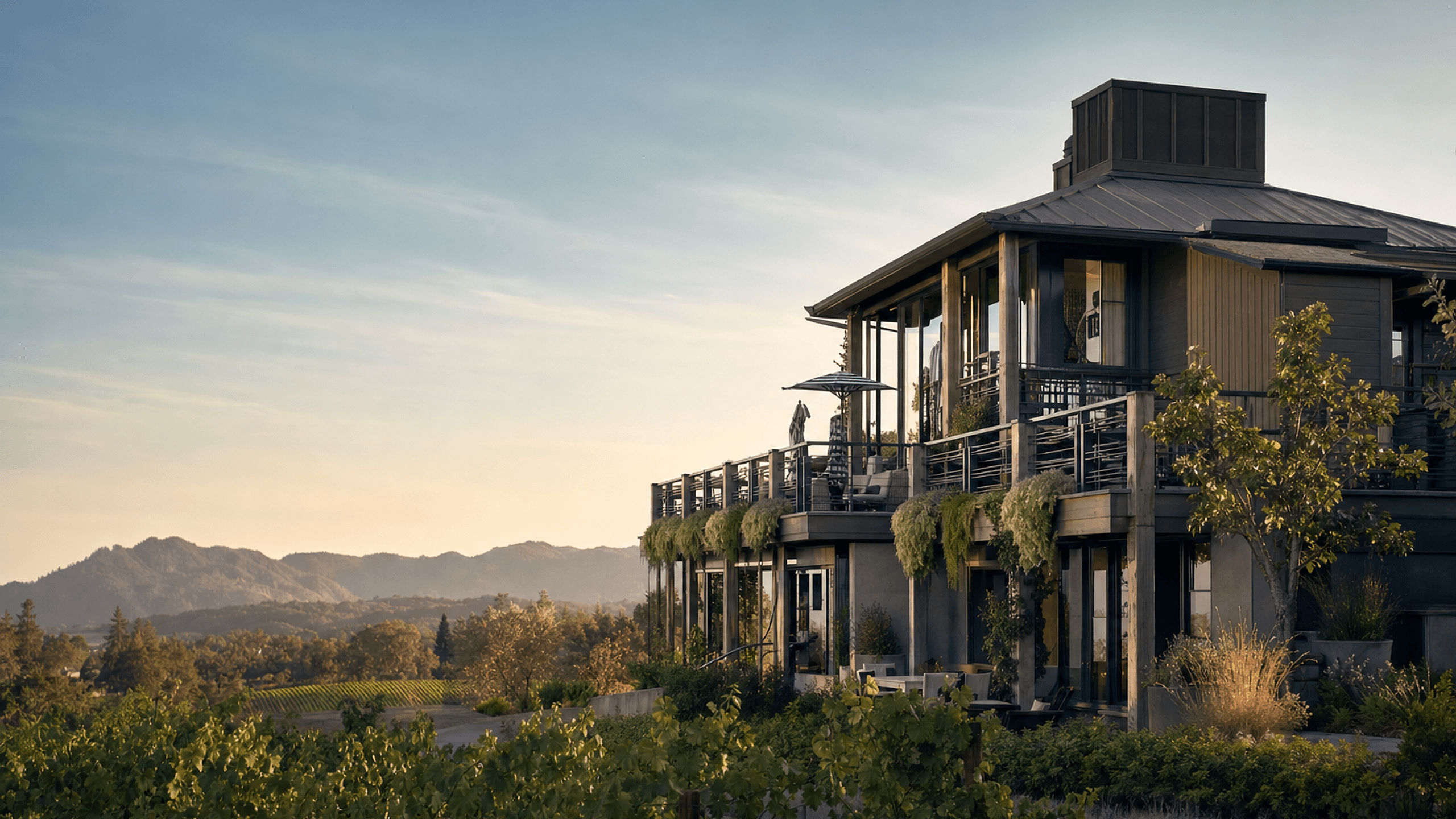 Calistoga House, a fourteen-room hotel above the vineyards of Napa Valley